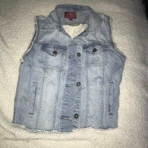Lucky Brand Denim Vest with Eyelet Lace Back